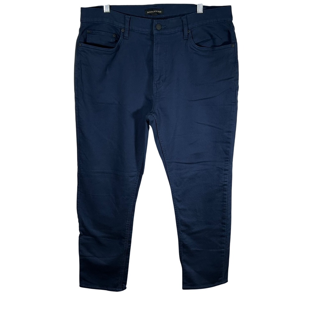 Banana Republic Mens Navy Blue Traveler Stretch Slim Straight Pants 36x30